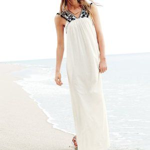 J.Crew NWT White Pom Pom Embroidered Maxi Dress (Size 00)